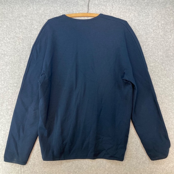 St Croix Zephyr Wool L Long Navy Blue Long Sleeve V Neck Sweater Pullover - Picture 4 of 4